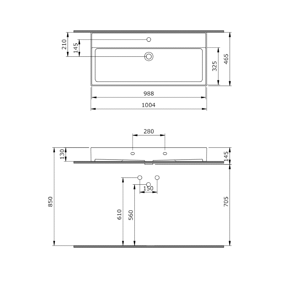 Veneto 1000mm 1 Tap Hole Basin - Gloss White