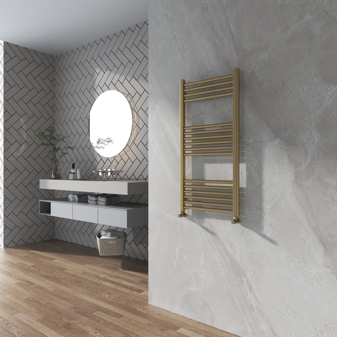 Aureli 1000 x 500 Ladder Towel Rail Radiator  - Brushed Brass