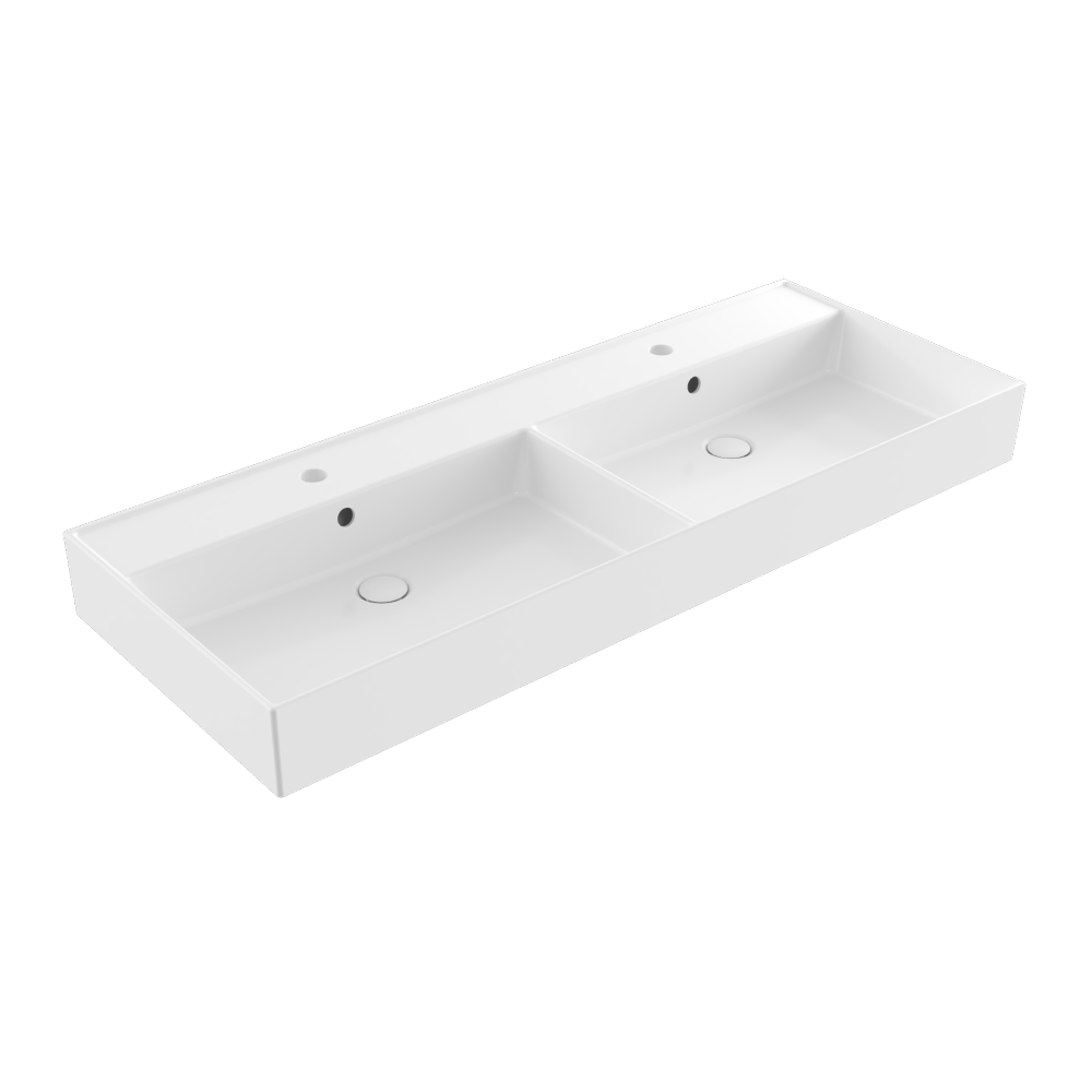 Veneto 1200mm 2 Tap Hole Double Basin - Gloss White