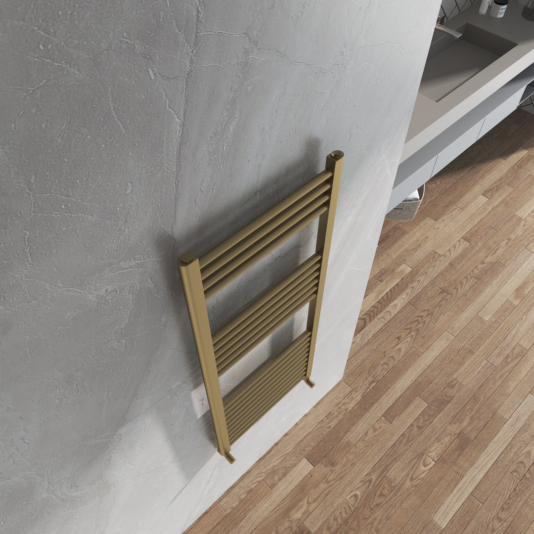 Aureli 1200 x 400 Ladder Towel Rail Radiator  - Brushed Brass