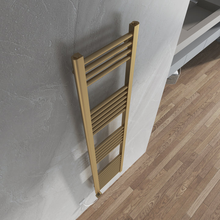 Aureli 1600 x 300 Electric Ladder Towel Rail Radiator  - Brushed Brass