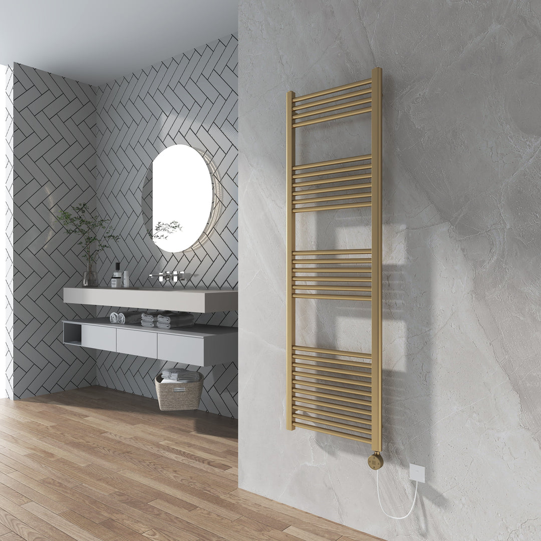 Aureli 1600 x 400 Electric Ladder Towel Rail Radiator  - Brushed Brass