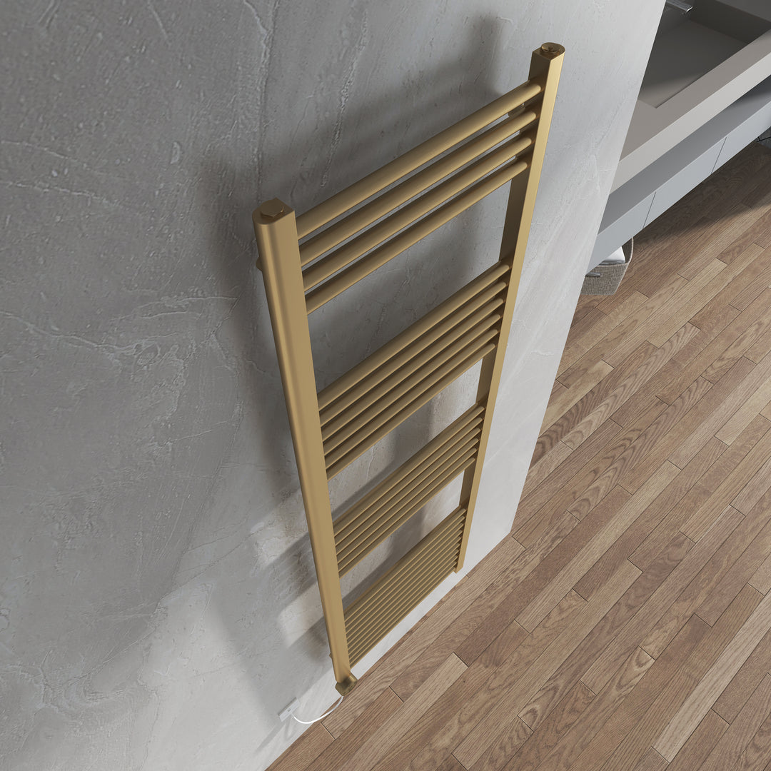 Aureli 1600 x 500 Electric Ladder Towel Rail Radiator  - Brushed Brass