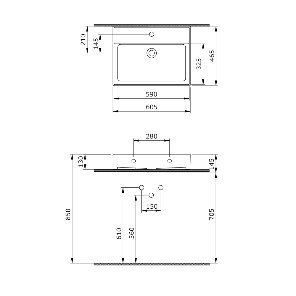 Veneto 600mm 1 Tap Hole Basin - Gloss White