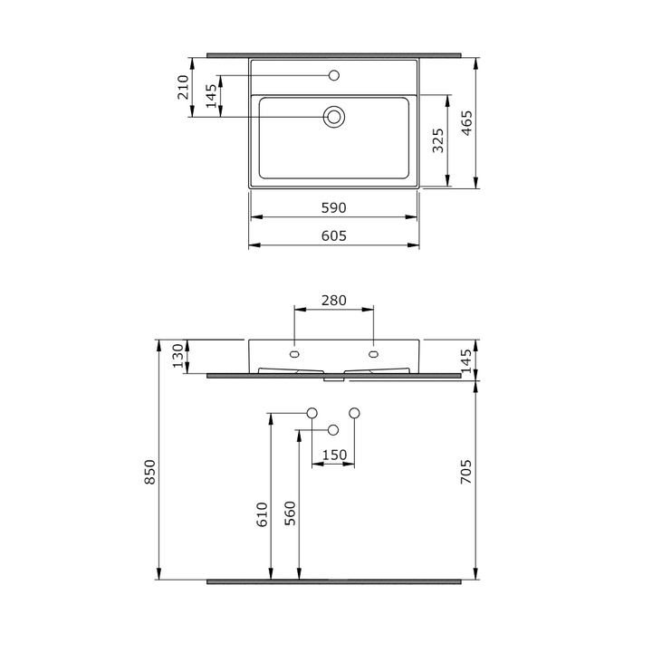 Veneto 600mm 1 Tap Hole Basin - Gloss White