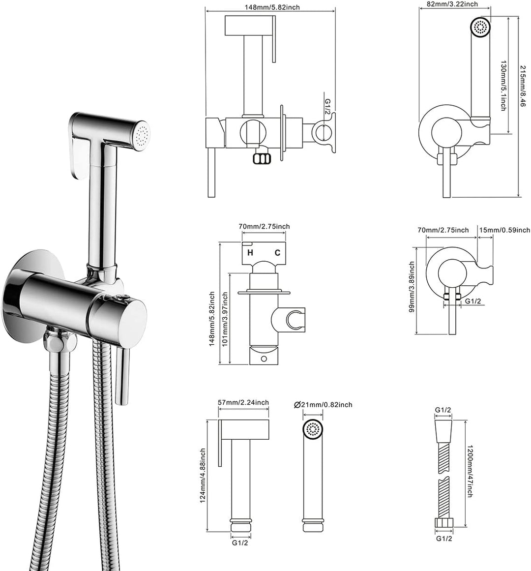 Ario Round Thermostatic Douche - Chrome