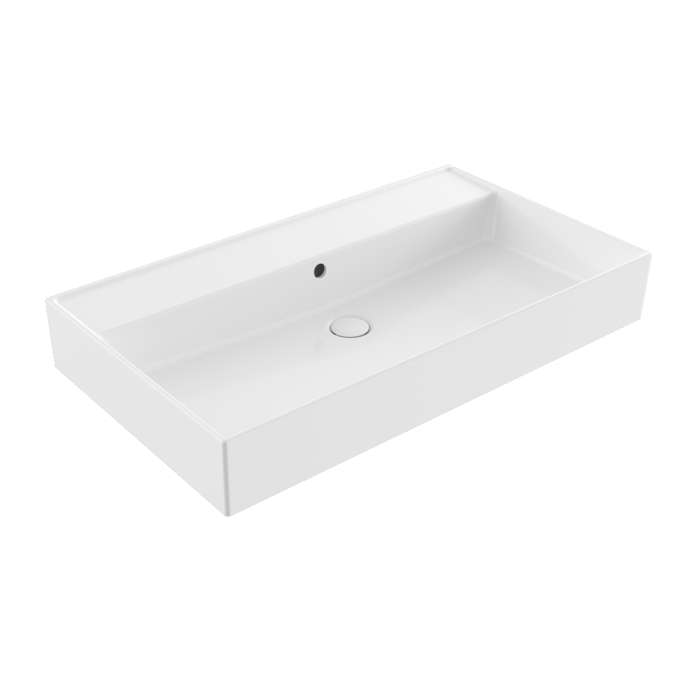 Veneto 800mm No Tap Hole Basin - Gloss White