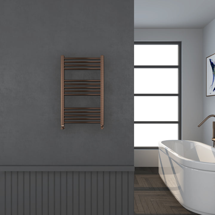 Aureli 800 x 500 Ladder Towel Rail Radiator - Brushed Bronze