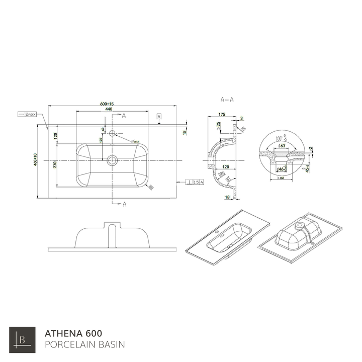 Invicta 600mm Wall Hung Vanity Unit with Matt Black Handles - Perla Ivory