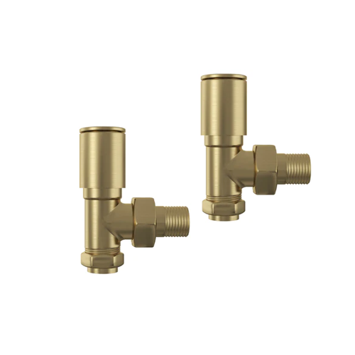 Angled Radiator Valves - Brushed Brass