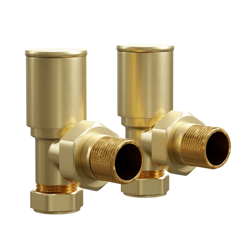 Angled Radiator Valves - Brushed Brass