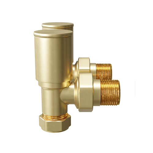 Angled Radiator Valves - Brushed Brass