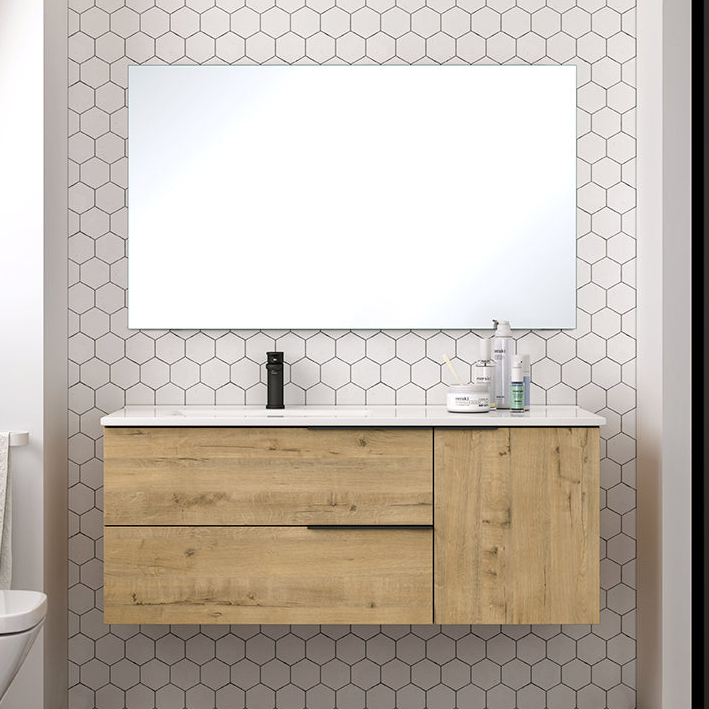 Celtic Duo 1000mm Wall Hung Basin Unit with Door & Basin - Ostippo Oak