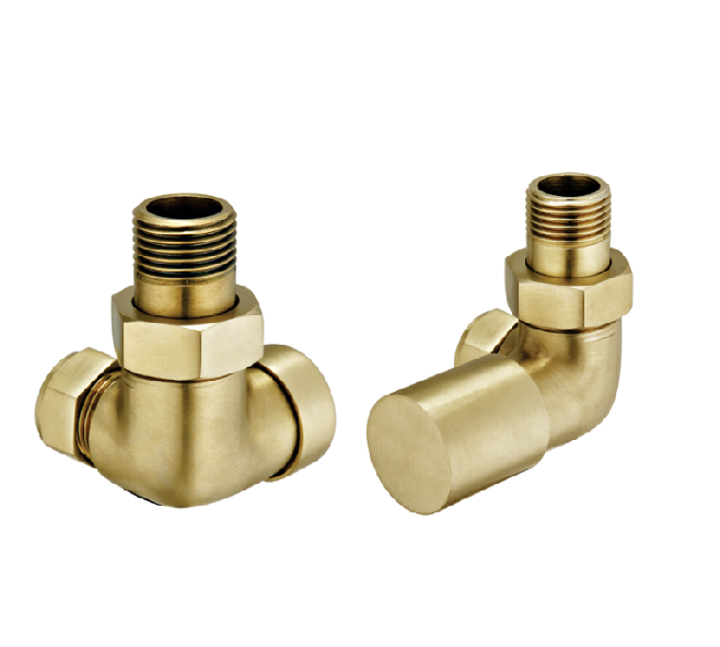 Corner Radiator Valves - Brushed Brass