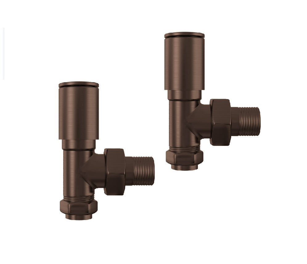 Angled Radiator Valves - Brushed Bronze