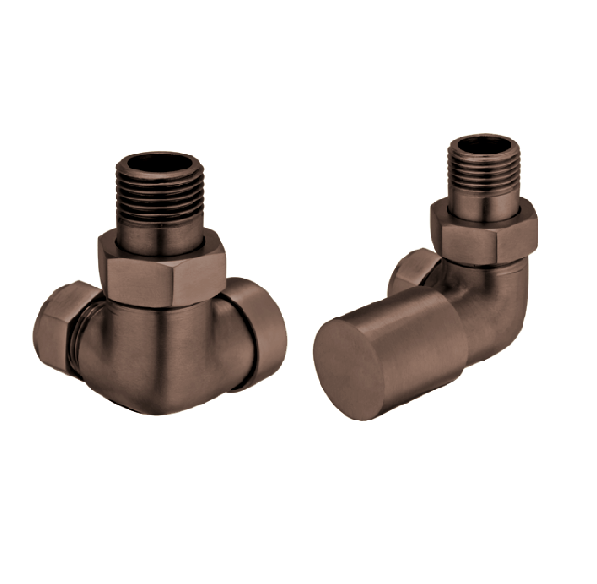 Corner Radiator Valves - Brushed Bronze