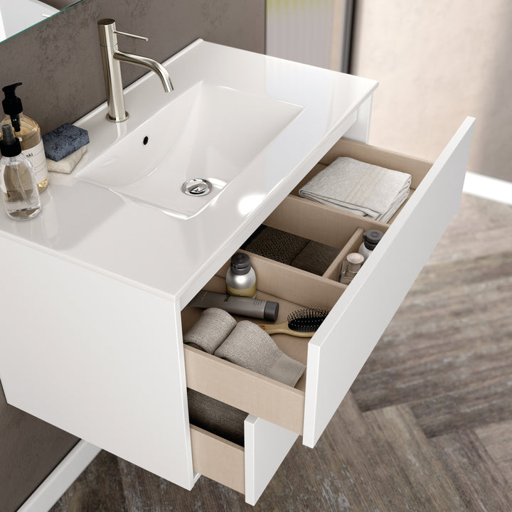 Venti 800mm Wall Hung Vanity Unit  - Matt White