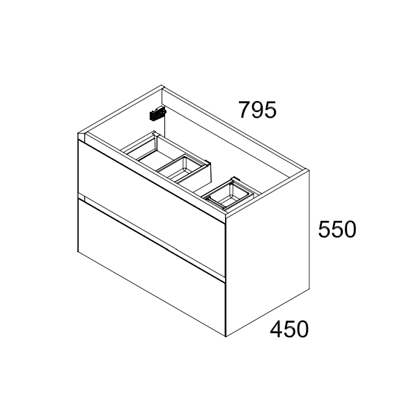 Kameo 800mm Wall Hung 2 Drawer Vanity Unit with Basin - Matt White