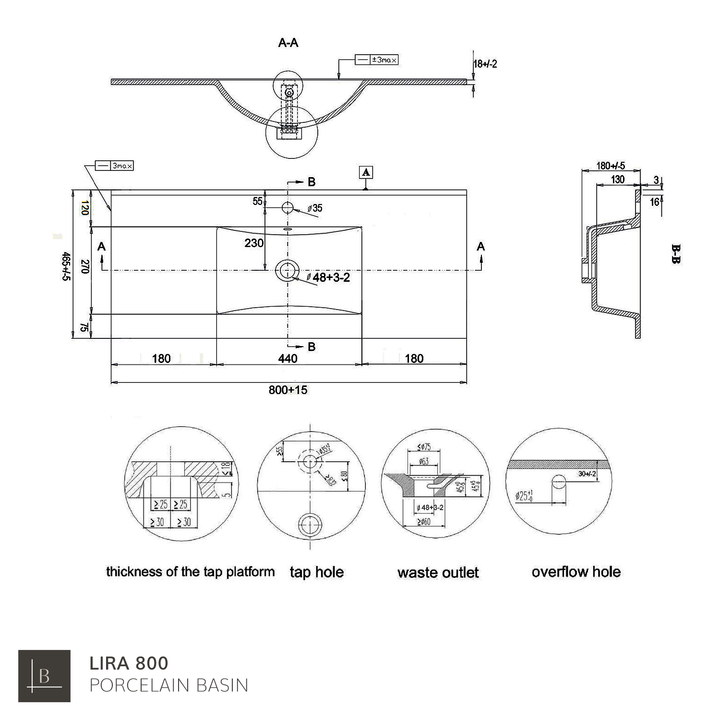 Kameo 800mm Wall Hung 2 Drawer Vanity Unit with Basin - Matt White