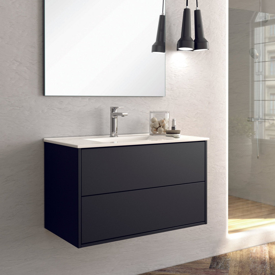 Venti 800mm Wall Hung Vanity Unit  - Matt Black