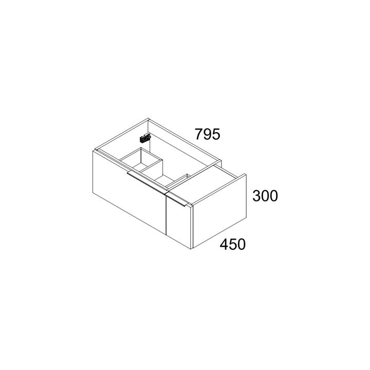 Siena 800mm Wall Hung Vanity Unit with Matt White Handles - Light Stone