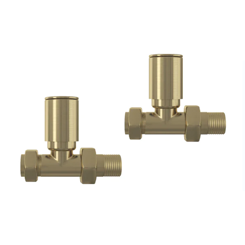 Straight Radiator Valves - Brushed Brass