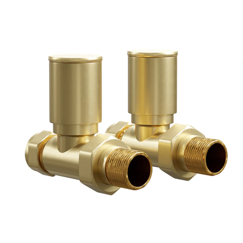 Straight Radiator Valves - Brushed Brass