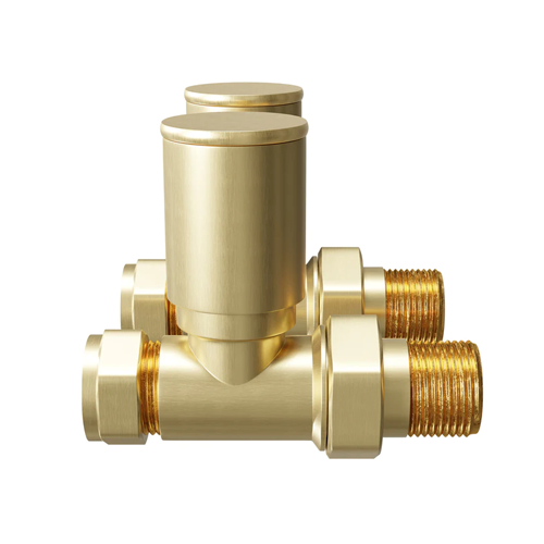 Straight Radiator Valves - Brushed Brass