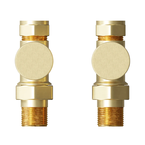 Straight Radiator Valves - Brushed Brass