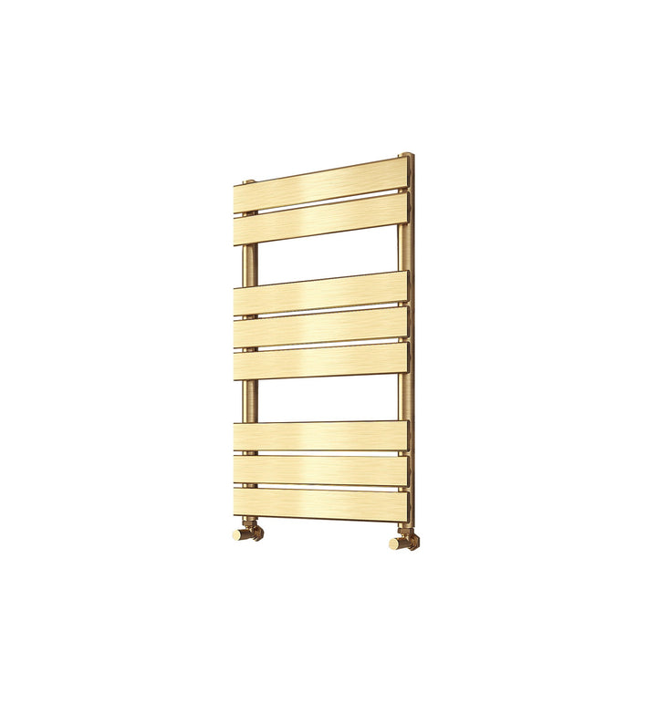 Luxe 800 x 500 Flat Tube Towel Radiator - Brushed Brass