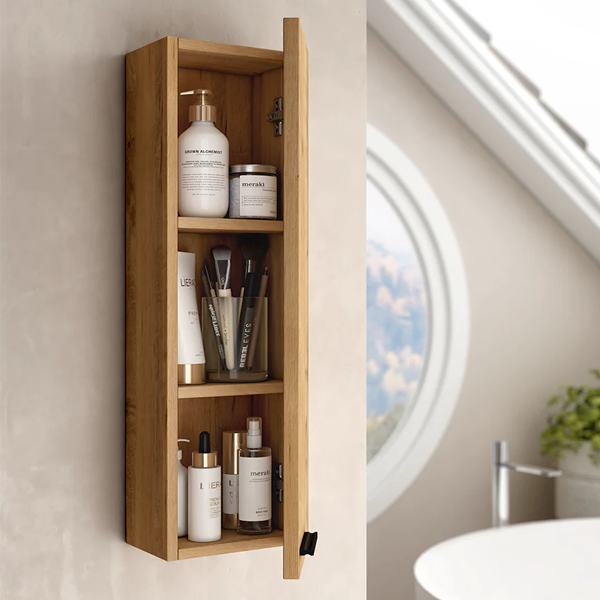 Vatilla 700mm Wall Hung Mini Storage Cabinet - Ostippo Oak