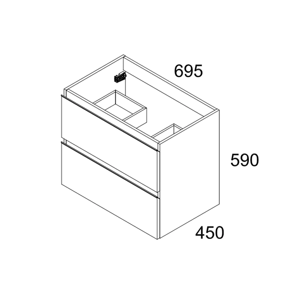 Vatilla 700mm Wall Hung Vanity Unit with Chrome Handles - Gloss White