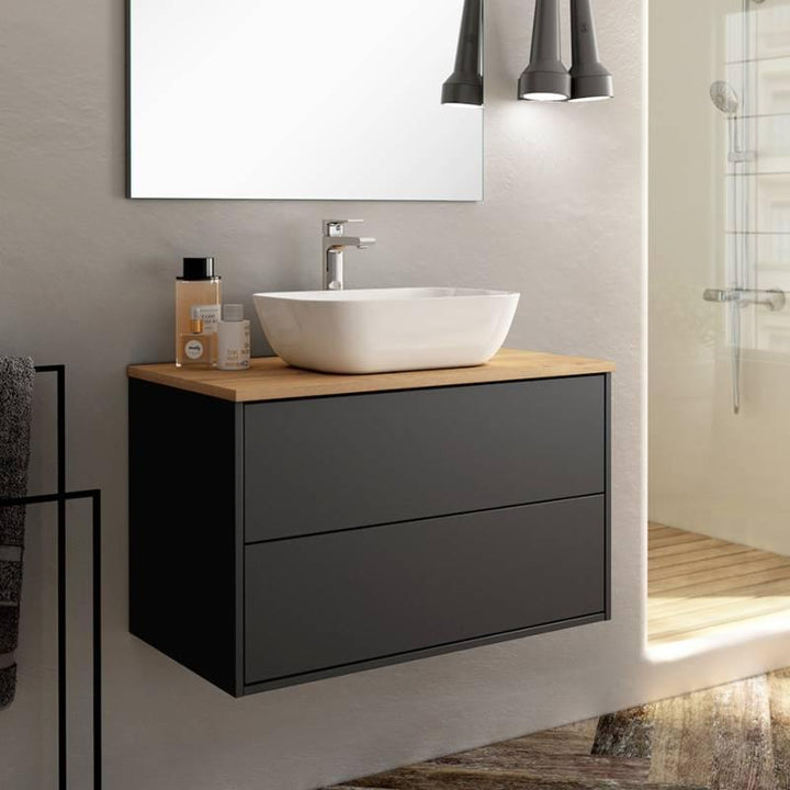 Venti 800mm Wall Hung Vanity Unit  - Matt Black