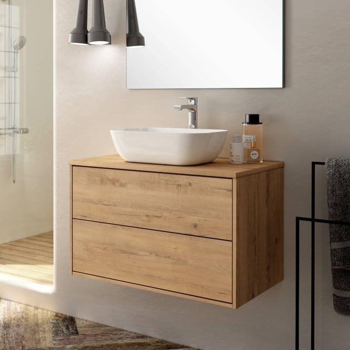 Venti 800mm Wall Hung Vanity Unit - Ostippo Oak