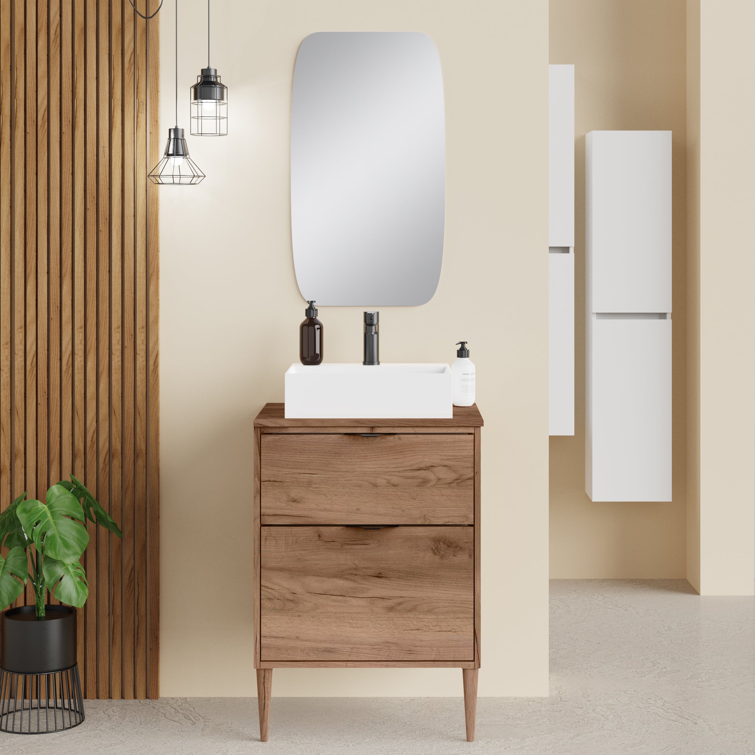 Krafter 600mm Wall Hung Vanity Unit - Walnut