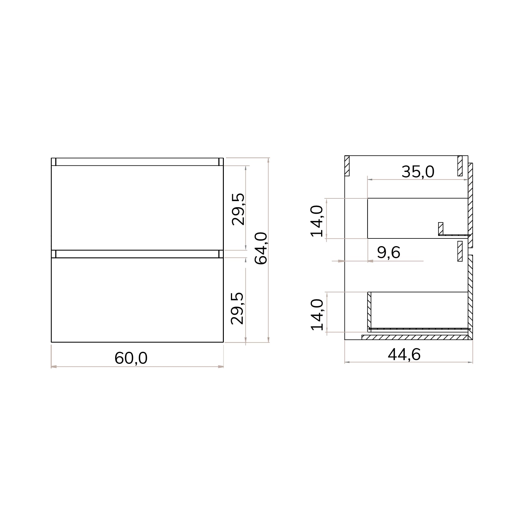 Kaduro 600mm Double Drawer Wall Hung Vanity Unit - Matt Black