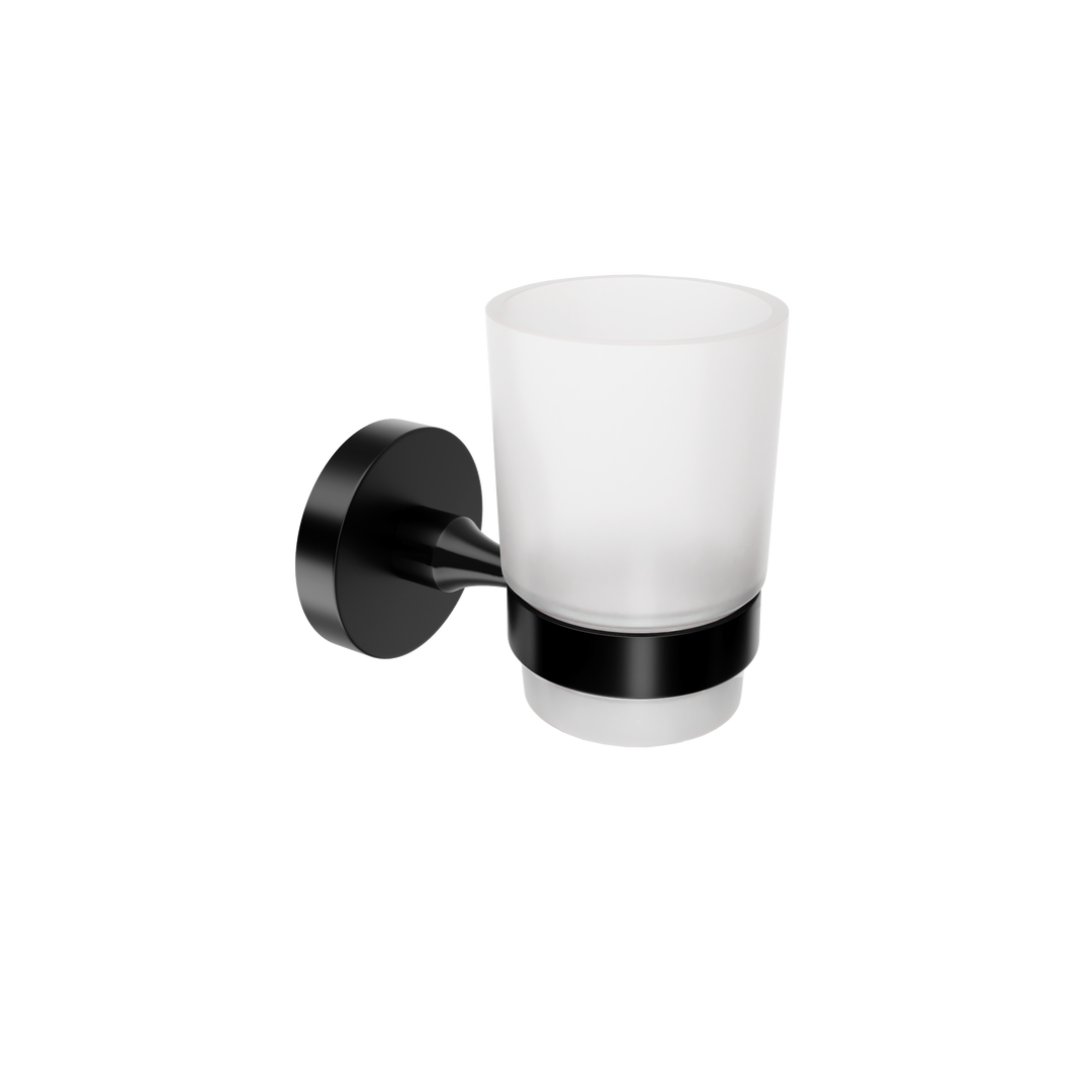 Nero Noir Round Tumbler Toothbrush Holder - Matt Black