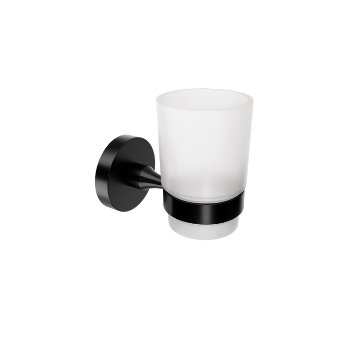 Nero Noir Round Tumbler Toothbrush Holder - Matt Black