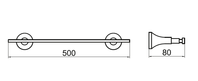 Ariano Round 500mm Single Towel Rail - Select Colour